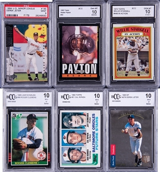 1972-93 Topps and Assorted Brands Multi-Sport Hall of Famers and Stars Graded Collection (6 Different) - Including Ripken, Jeter and Clemens Rookie Cards